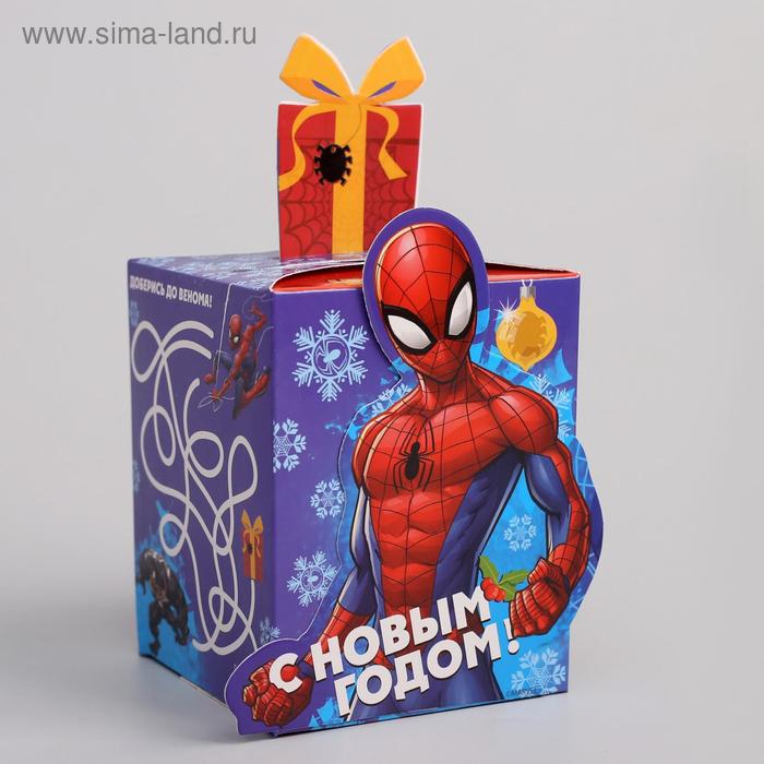 Коробка складная "С Новым годом", Человек-паук, 8 х 10 х 8 см - Фото 1