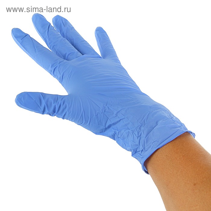 Нитриловые перчатки синие 4U XL, 50 пар/100 шт - Фото 1