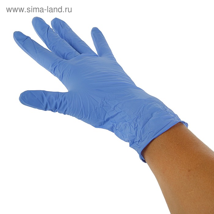 Нитриловые перчатки синие 4U XS, 50 пар/100 шт - Фото 1