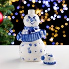 Штоф фарфоровый гжель «Снеговик Балагур», 20 см, 0.5 л - Фото 5