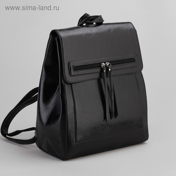Рюкзак молодёжный, отдел с перегородкой на молнии, 2 наружных кармана, цвет чёрный - Фото 1
