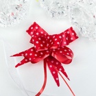 Подарочный Бант - бабочка №1.2, красный в горошек, для упаковки подарков - Фото 2
