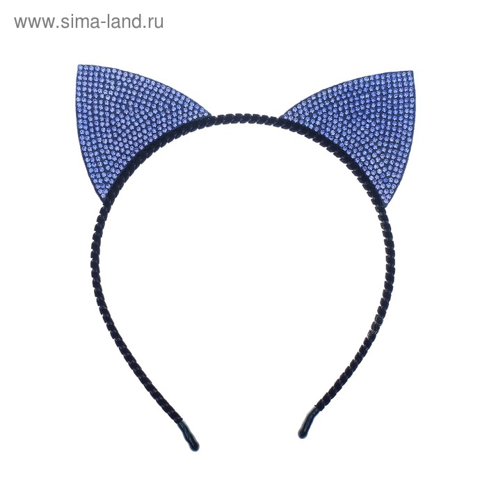Карнавальный ободок «Кошечка», цвет синий - Фото 1