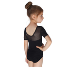 Купальник гимнастический, сеточка, короткий рукав, размер 28, цвет чёрный - Фото 2