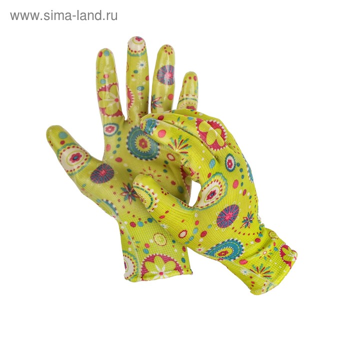 Перчатки нейлоновые, с нитриловым полуобливом, размер 7, цвет МИКС, Greengo - Фото 1