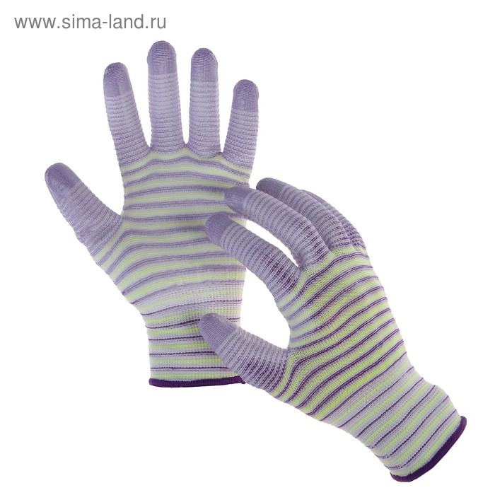 Перчатки нейлоновые, с латексной пропиткой, размер 7, цвет МИКС, «Полоса», Greengo - Фото 1