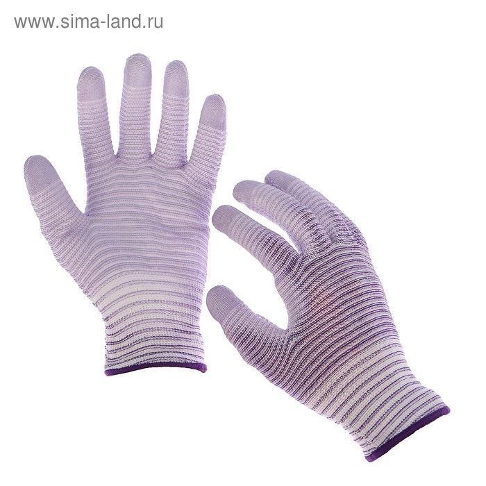 Перчатки нейлоновые, с латексной пропиткой, размер 8, цвет МИКС, «Полоса» - Фото 1