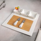Блюдо керамическое для подачи «Эстет», 8 предметов: 3 соусника 8×6×4 см, 3 шпажки, нож, вилочка - фото 8713676
