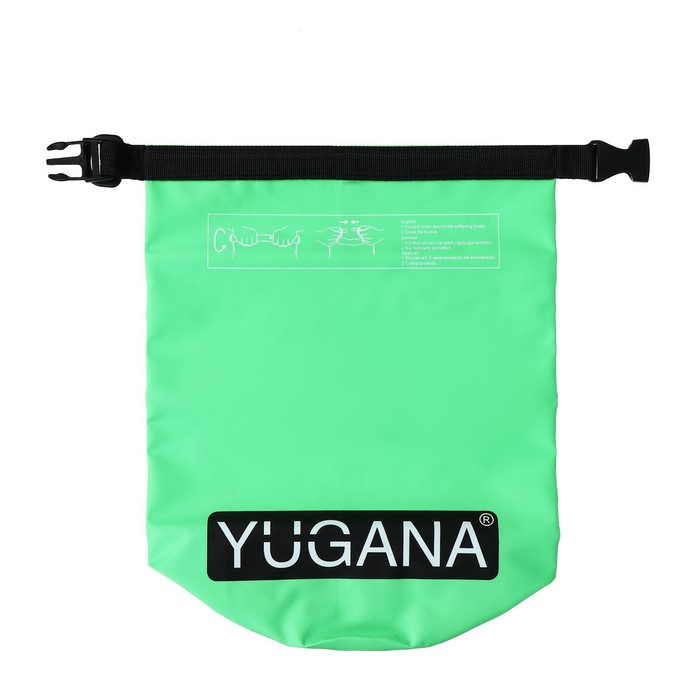 Гермомешок YUGANA, ПВХ, водонепроницаемый 5 литров, один ремень, зеленый - фото 1911316215