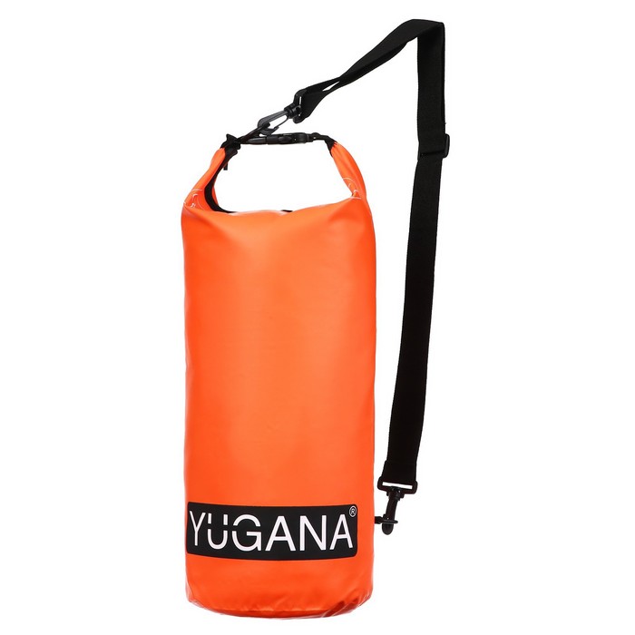Гермомешок YUGANA, ПВХ, водонепроницаемый 10 литров, один ремень, оранжевый - фото 1905495245