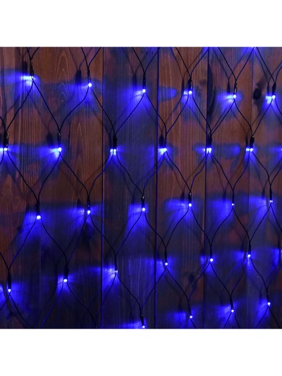 Гирлянда «Сеть» 2×1.5 м, IP44, УМС, тёмная нить, 192 LED, свечение синее, 220 В