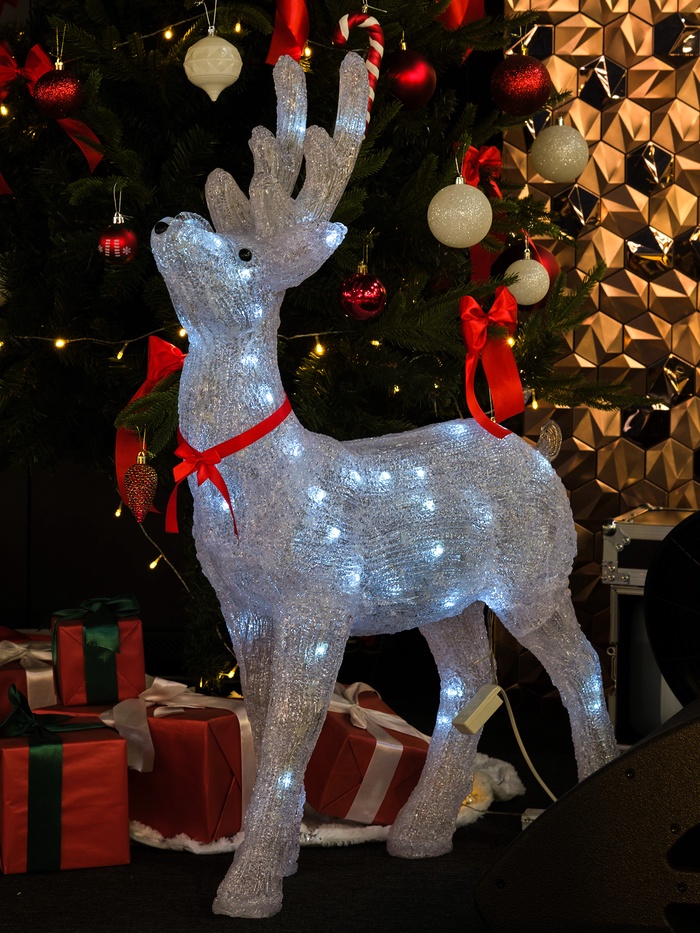 Светодиодная фигура «Олень матовый» 52×80×21 см, акрил, 80 LED, 8 режимов, 24 В, свечение белое