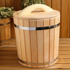 Кадка кедровая, 20л, нержавеющий обруч, с крышкой, с гнетом - Фото 2