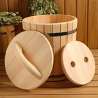 Кадка кедровая, 20л, нержавеющий обруч, с крышкой, с гнетом - Фото 3