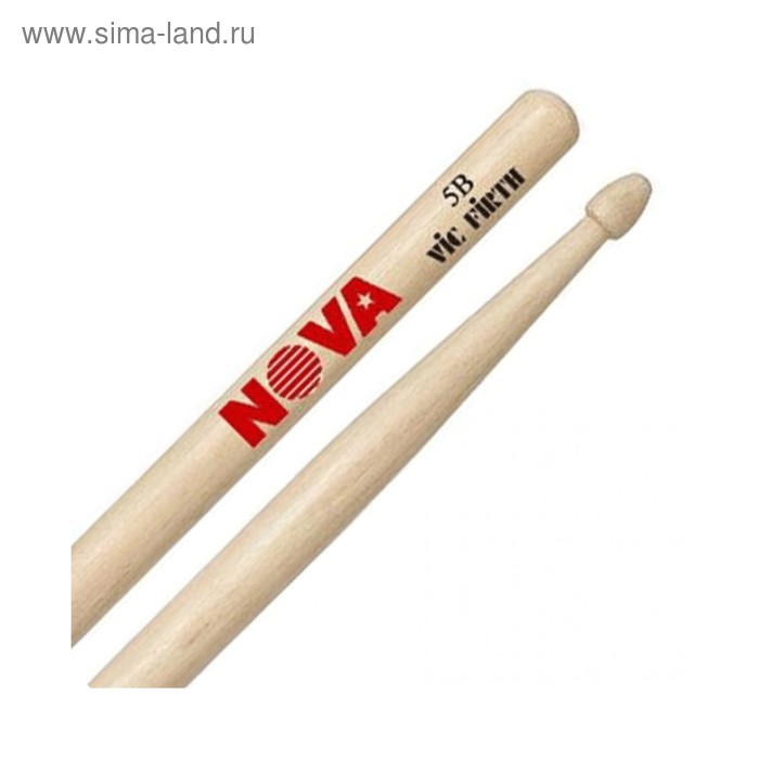 Барабанные палочки VIC FIRTH N5B 5B с деревянным наконечником, орех - Фото 1