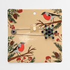 Булавка «Снежинка новогодняя» оригинальная, 7,5 см, цвет синий в чернёном серебре - Фото 1