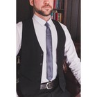 Набор мужской "Премьер" галстук 145*5см самовяз, запонки, мелкий квадрат, цвет серый металлик - Фото 3