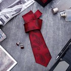Набор мужской "Стиль" галстук 145*5см самовяз, запонки, турецкий огурец, цвет бордовый - Фото 1