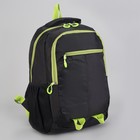 Рюкзак туристический, 2 отдела на молниях, наружный карман, 2 боковые сетки, усиленная спинка, цвет чёрный/зелёный - Фото 2