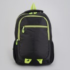 Рюкзак туристический, 2 отдела на молниях, наружный карман, 2 боковые сетки, усиленная спинка, цвет чёрный/зелёный - Фото 3