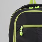 Рюкзак туристический, 2 отдела на молниях, наружный карман, 2 боковые сетки, усиленная спинка, цвет чёрный/зелёный - Фото 5