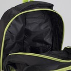 Рюкзак туристический, 2 отдела на молниях, наружный карман, 2 боковые сетки, усиленная спинка, цвет чёрный/зелёный - Фото 6