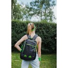 Рюкзак туристический, 2 отдела на молниях, наружный карман, 2 боковые сетки, усиленная спинка, цвет чёрный/зелёный - Фото 7