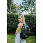 Рюкзак туристический, 2 отдела на молниях, наружный карман, 2 боковые сетки, усиленная спинка, цвет чёрный/зелёный - Фото 1