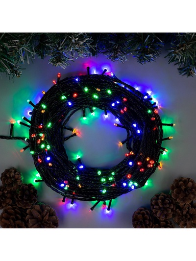 Гирлянда «Нить» 20 м, IP20, тёмная нить, 200 LED, свечение мульти, 8 режимов, 220 В