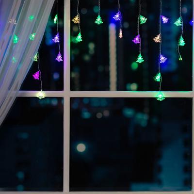 Гирлянда «Бахрома» 1.8×0.5 м с насадками «Ёлки», IP20, прозрачная нить, 48 LED, свечение мульти (RG/RB), мигание, 220 В