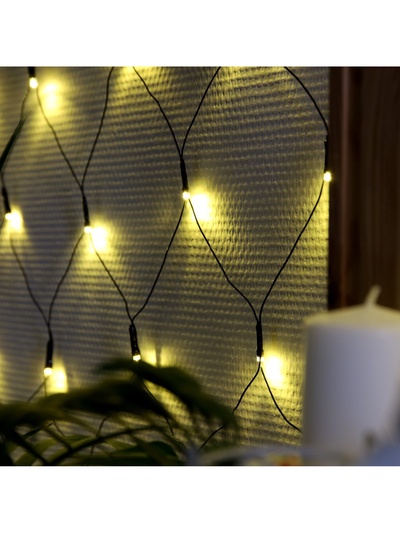 Гирлянда «Сеть» 1.6×1.6 м, IP20, тёмная нить, 144 LED, свечение тёплое белое, 8 режимов, 220 В