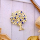 Брошь-оберег "Денежное дерево", цвет бело-синий в золоте - Фото 3
