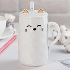 Кружка с керамической крышкой и ложкой «Инь и ян», 400 мл, цвет МИКС - Фото 1