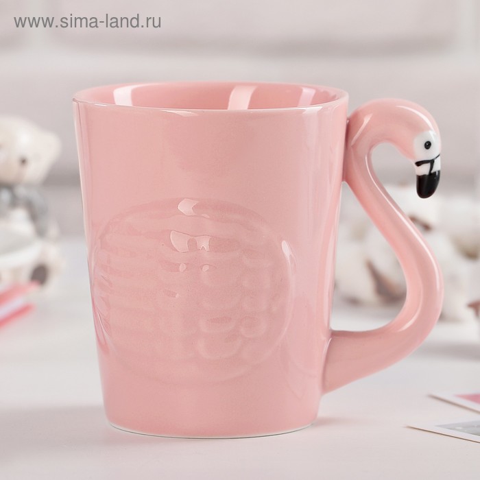 Кружка керамическая «Фламинго», 370 мл, цвет розовый - Фото 1