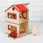Домик фанера с машинкой и мебелью, 1-ый этаж: 12,5 см; 2-ой этаж: 17 см - фото 20850426