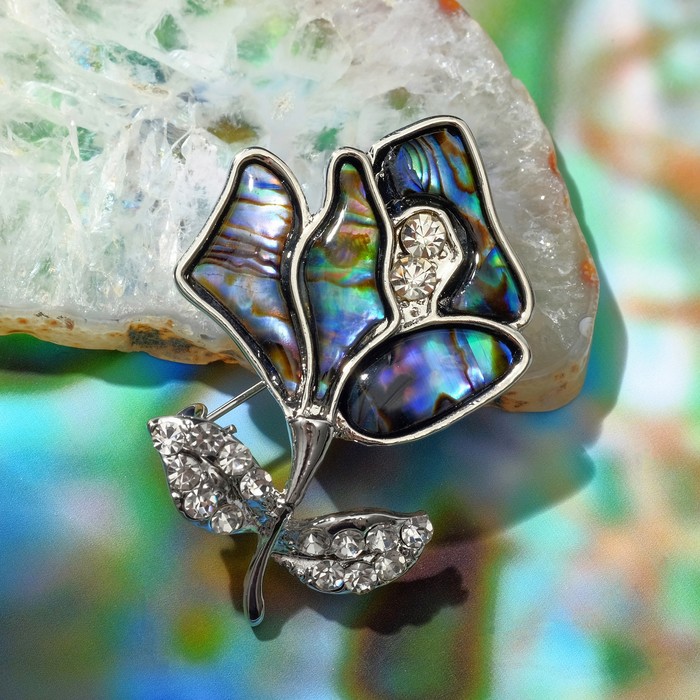 Брошь-кулон «Галиотис. Роза», зелёная в серебре - Фото 1