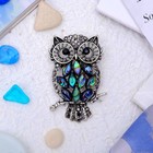 Брошь-кулон «Галиотис» филин ночной, цвет зелёный в чернёном серебре - Фото 1