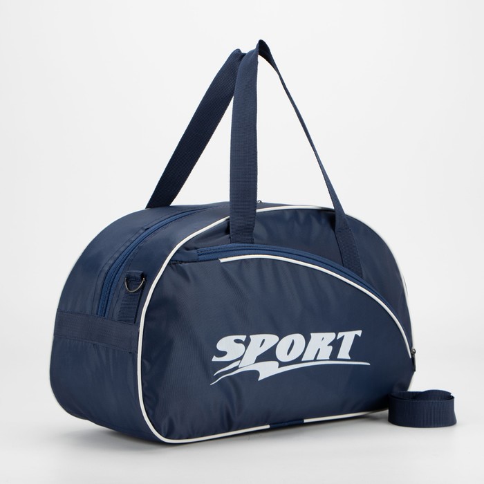 Сумка спортивная на молнии, наружный карман, длинный ремень, цвет синий - Фото 1