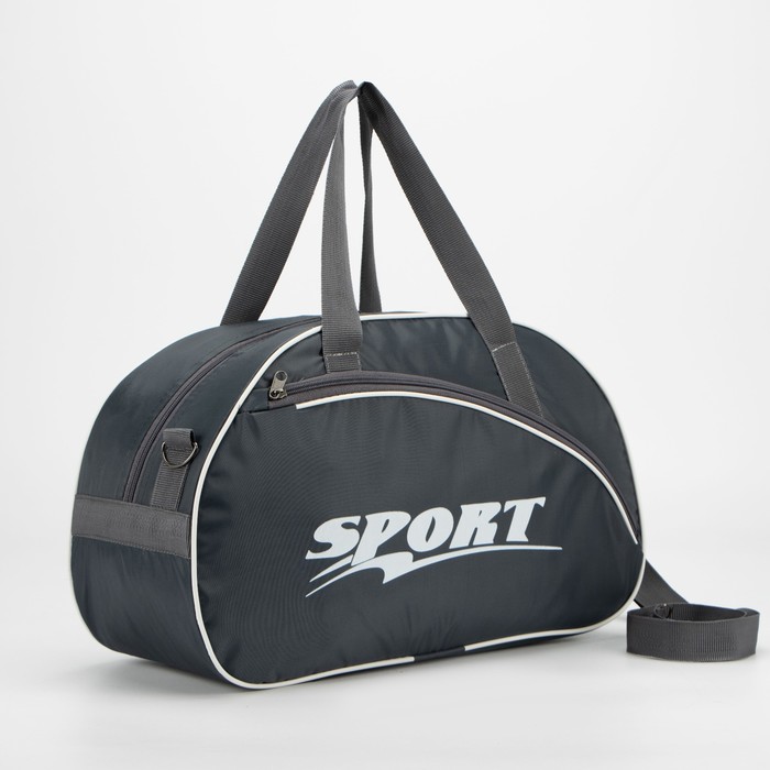 Сумка спортивная на молнии, наружный карман, длинный ремень, цвет серый - Фото 1
