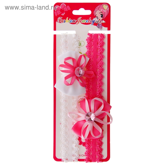 повязка для волос "Кружева" (набор 2 шт) бант двойной - Фото 1