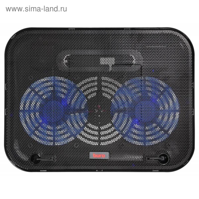 Подставка для ноутбука Buro BU-LCP140-B214H, 14", 1xUSB, 2×140 мм, FAN, чёрная - Фото 1