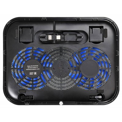 Подставка для ноутбука Buro BU-LCP140-B214H, 14", 1xUSB, 2×140 мм, FAN, чёрная