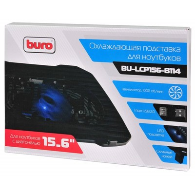 Подставка для ноутбука Buro BU-LCP156-B114, 15.6", 1xUSB, 1×140 мм FAN чёрная