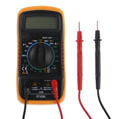 Мультиметр ТУНДРА, DT-830L, ACV/DCV, DCA, 200-2 МΩ, прозвон, подсветка