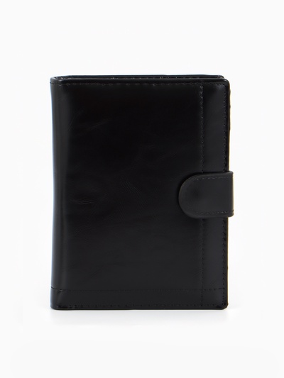 Портмоне мужское на кнопке, 3 в 1, для автодокументов и паспорта, 2 отдела, для карт, для монет, цвет чёрный