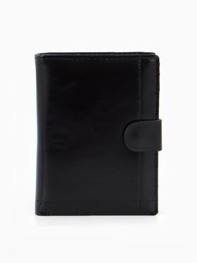 Портмоне мужское на кнопке, 3 в 1, для автодокументов и паспорта, 2 отдела, для карт, для монет, чёрное