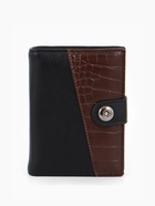 Портмоне мужское на кнопке, 3 в 1, для автодокументов и паспорта, 2 отдела, для карт, для монет, цвет чёрный, кофе - Фото 1