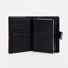 Портмоне мужское на кнопке, 3 в 1, для автодокументов и паспорта, 2 отдела, для карт, для монет, цвет чёрный, кофе - Фото 3