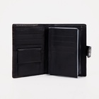 Портмоне мужское на кнопке, 3 в 1, для автодокументов и паспорта, 2 отдела, для карт, для монет, цвет чёрный, кофе - Фото 4