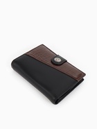 Портмоне мужское на кнопке, 3 в 1, для автодокументов и паспорта, 2 отдела, для карт, для монет, цвет чёрный, кофе - Фото 4